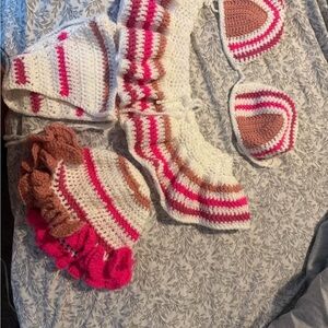 Handmade Pink and White Crochet Set